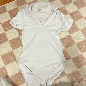 White V-neck bodysuit